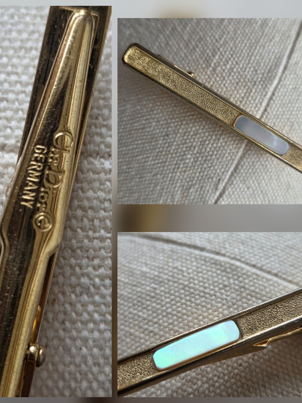 Vintage 80s Christian Dior Mother of Pearl Tie Clip Germany